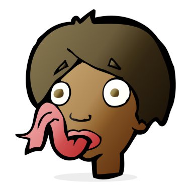 Çizgi film kafasının dili çıkmış.