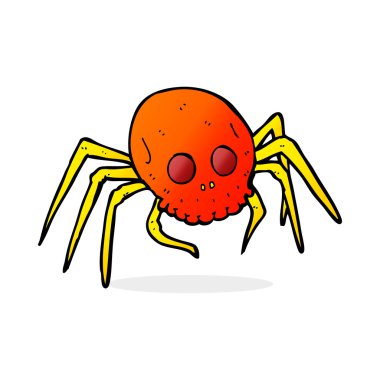 karikatür spooky halloween kafatası örümcek