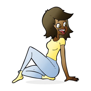 Çizgi film güzeli kadın mutlu görünüyor.