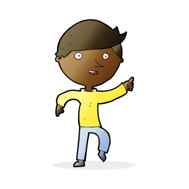 mutlu işaret eden karikatür