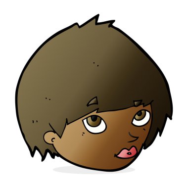 Çizgi film kadın yüzü yukarı bakıyor