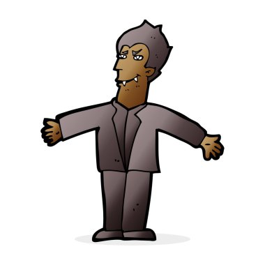 Açık kollu vampir adam çizgi filmi.