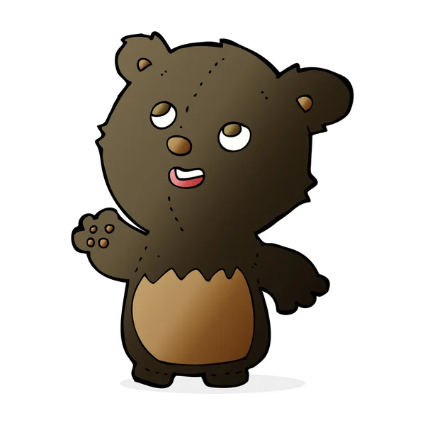Мультфильм счастливый маленький плюшевый черный медведь — стоковый вектор