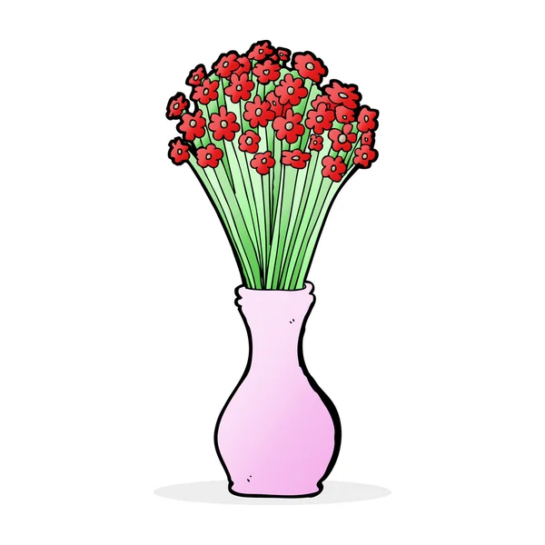 Flores de desenhos animados em pote — Vetor de Stock