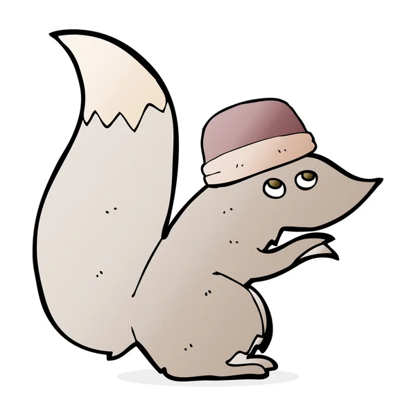 Wiewiórka z kreskówek nosi kapelusz — Wektor stockowy