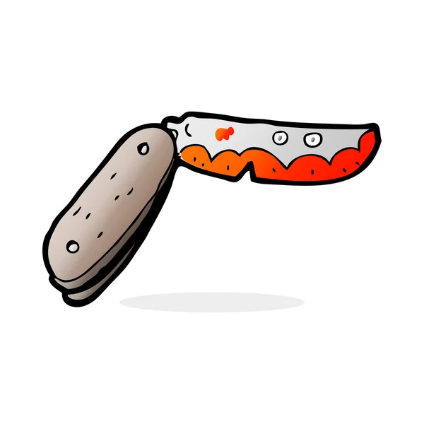 Cuchillo plegable sangriento de dibujos animados — Vector de stock