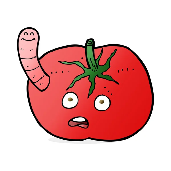 Solucanlı çizgi film domatesi — Stok Vektör
