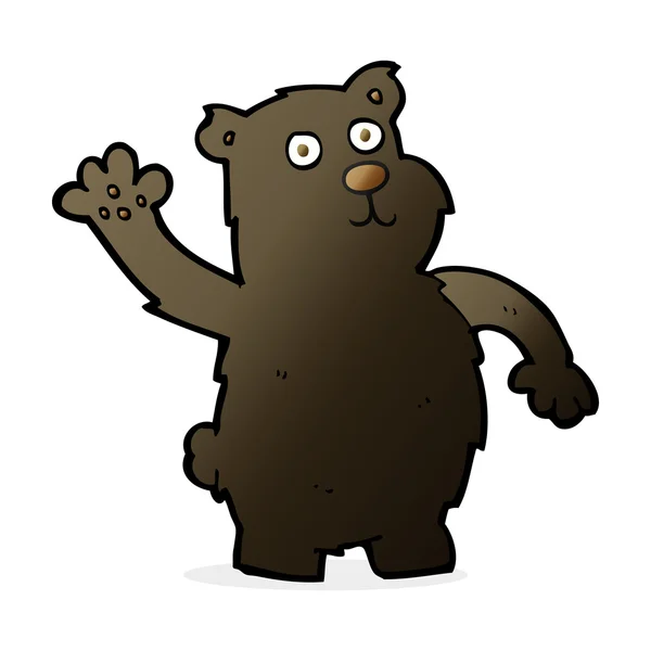 Dibujos animados ondeando oso negro — Archivo Imágenes Vectoriales