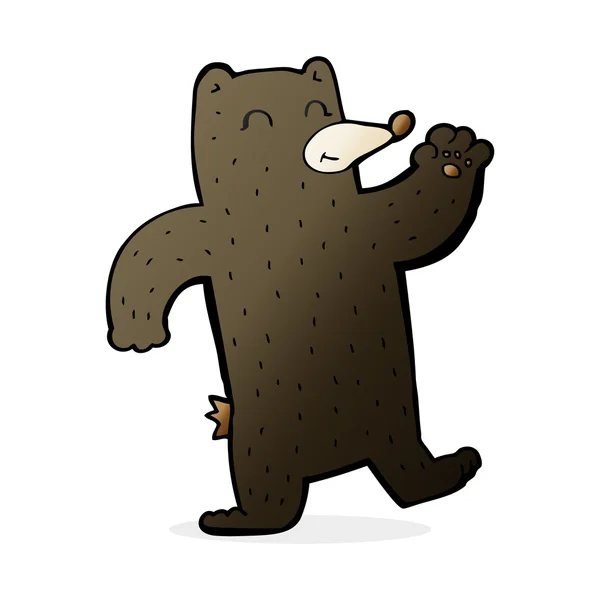 Kreslený mávající černý medvěd — Stockový vektor