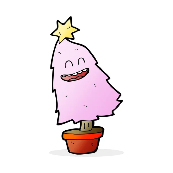 Árbol de Navidad de baile de dibujos animados — Vector de stock