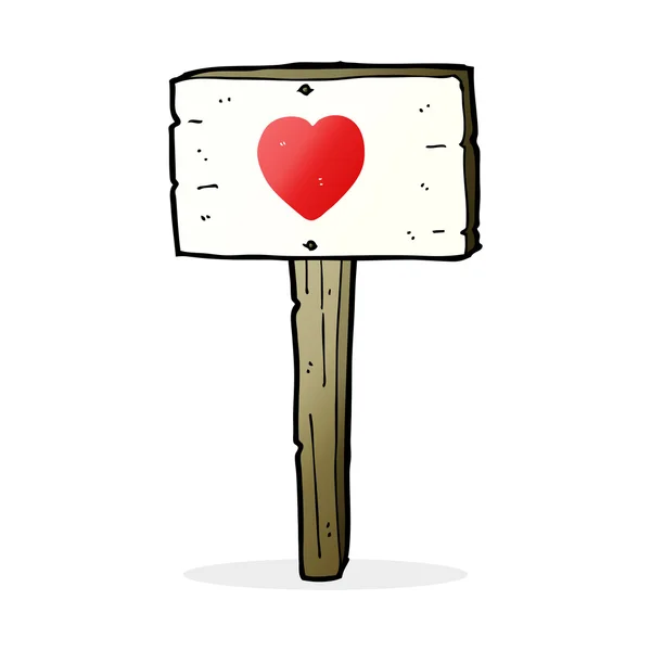 Dessin animé amour coeur signe poteau — Image vectorielle