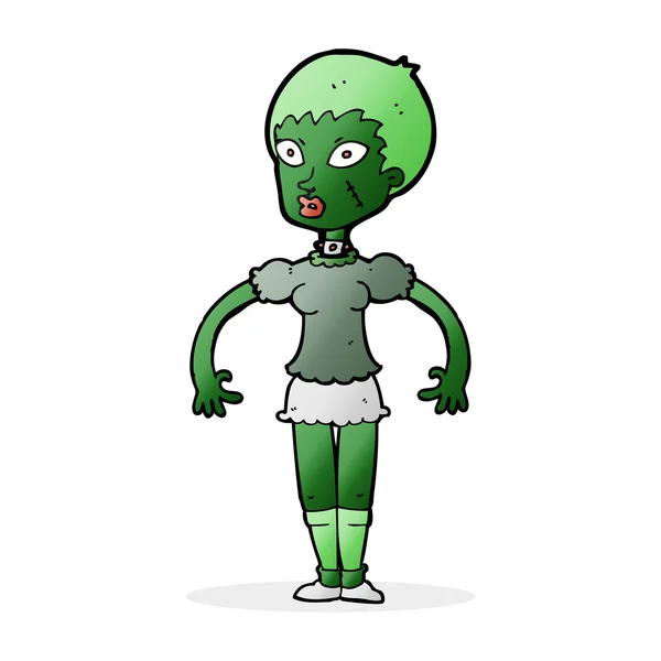 Desenho animado mulher monstro zumbi — Vetor de Stock