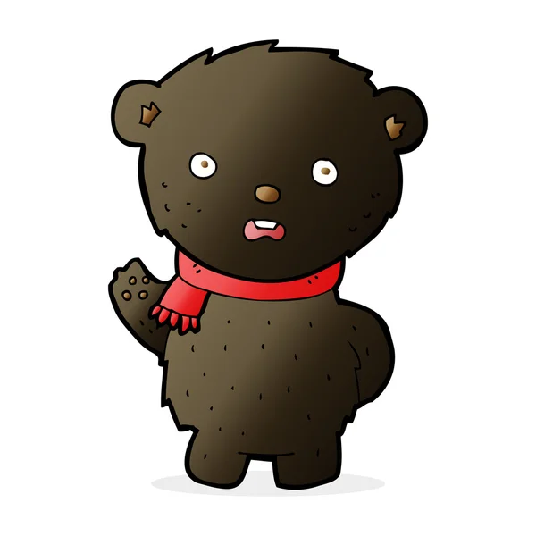 Cartoon black bear wearing scarf — Stock Vector