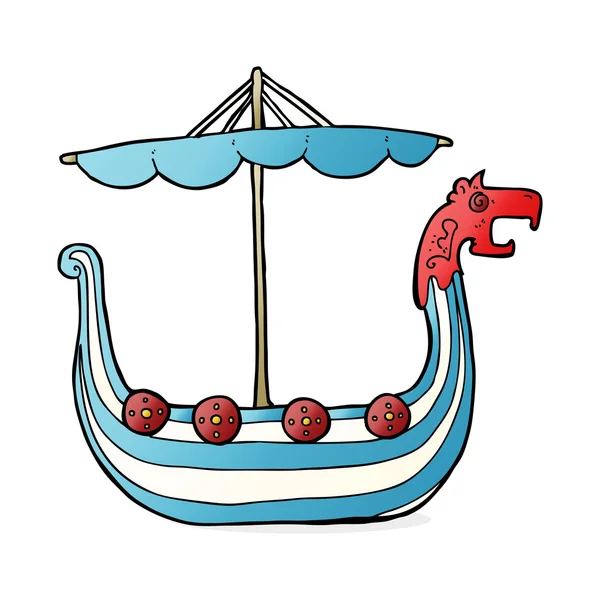 Cartoon viking ship — Stock Vector