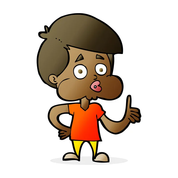 Cartoon boy giving thumbs up — Stock Vector