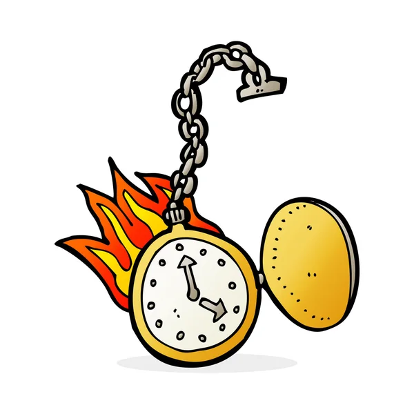 Cartone animato fiammeggiante orologio — Vettoriale Stock