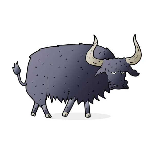 Cartoon annoyed hairy ox — Stock Vector