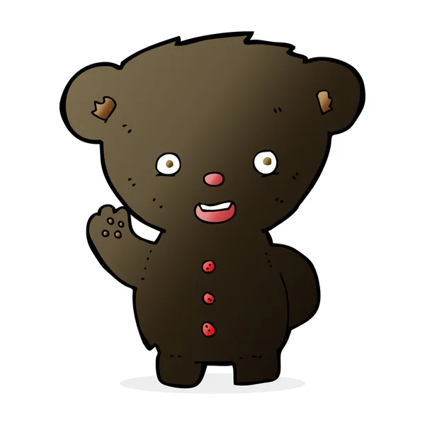 Desenho animado acenando filhote de urso preto —  Vetores de Stock