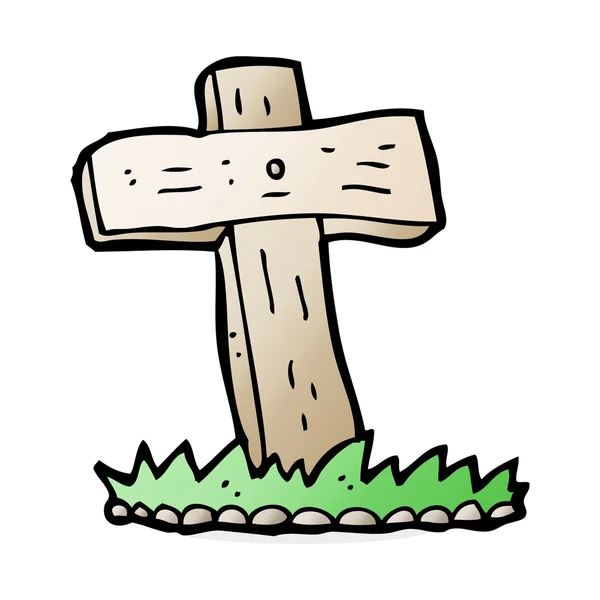 Dessin animé croix en bois tombe — Image vectorielle