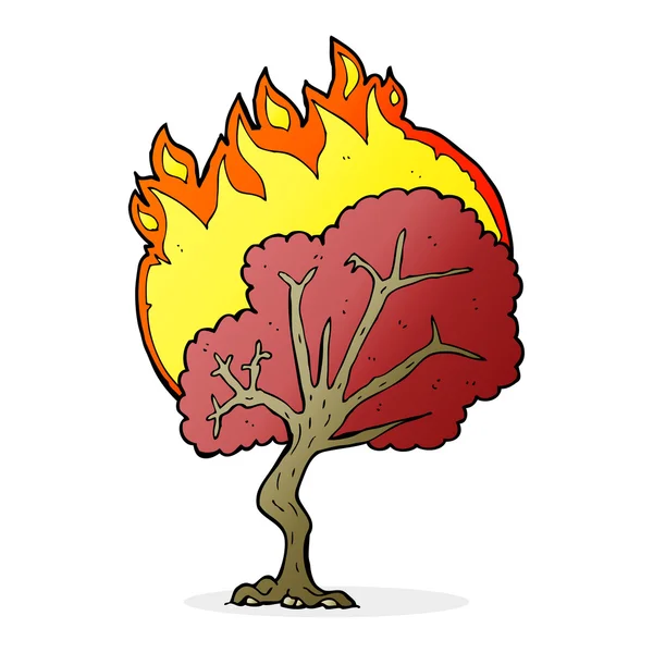 Cartoon brandende boom — Stockvector