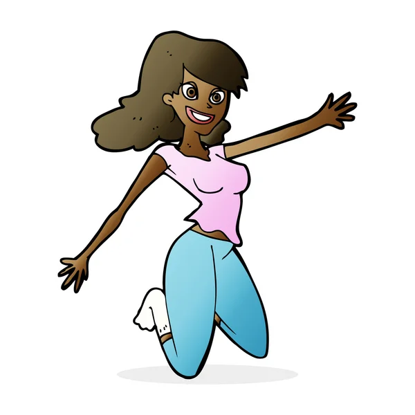 Cartoon springende Frau — Stockvektor