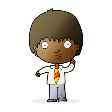 Çizgi film çocuğu soruyu cevaplıyor.