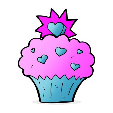 çizgi film aşk kalp cupcake
