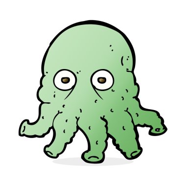 Çizgi film uzaylı mürekkep balığı suratlı