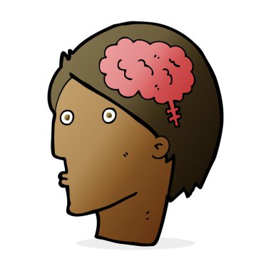 Beyin sembolü olan çizgi film adamı.