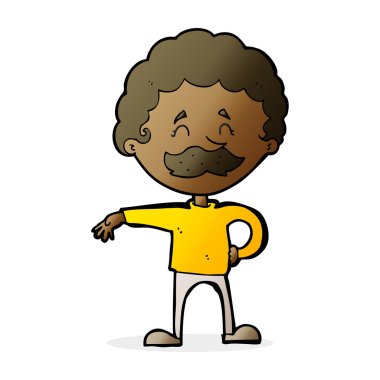 Çizgi filmci kampta jest yapıyor.