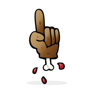 Çizgi film kesik eli işaret ediyor