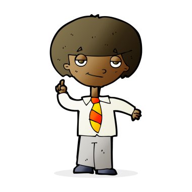 Çizgi film çocuğu soruyu cevaplıyor.