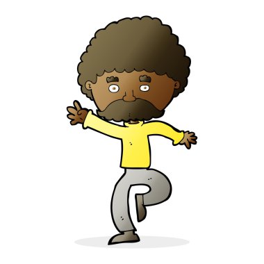 Çizgi film bıyıklı adam disko dansı