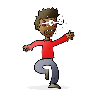 Çizgi film dehşete düşmüş gözleri fırlayan adam