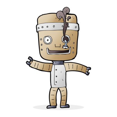 Çizgi film komik yaşlı robot