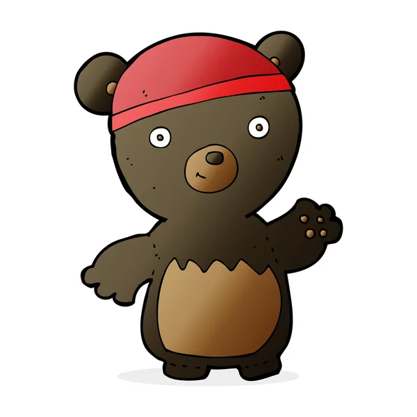 Cartoon black bear wearing hat — Stock Vector
