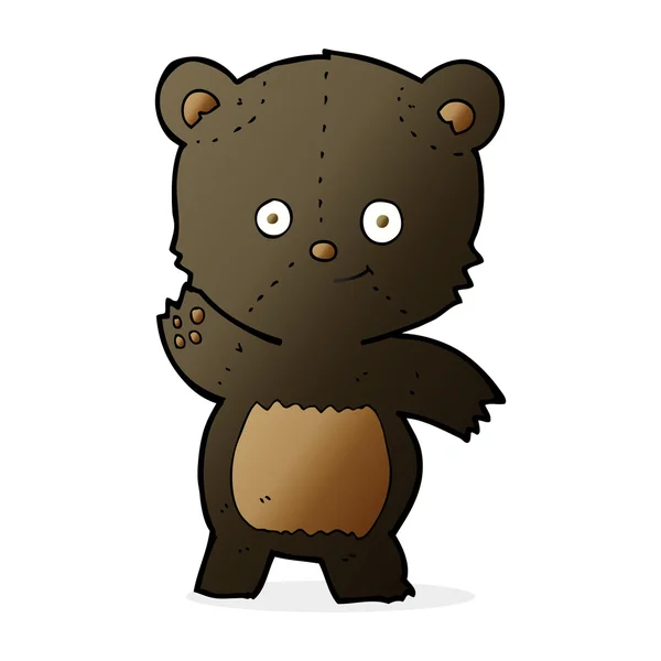 Dibujos animados ondeando oso negro — Vector de stock