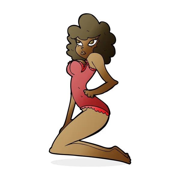 Cartoon pin-up vrouw — Stockvector