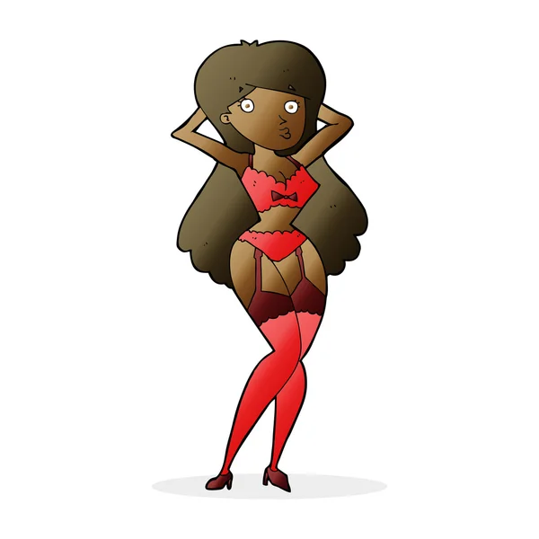 Cartoon vrouw in lingerie — Stockvector