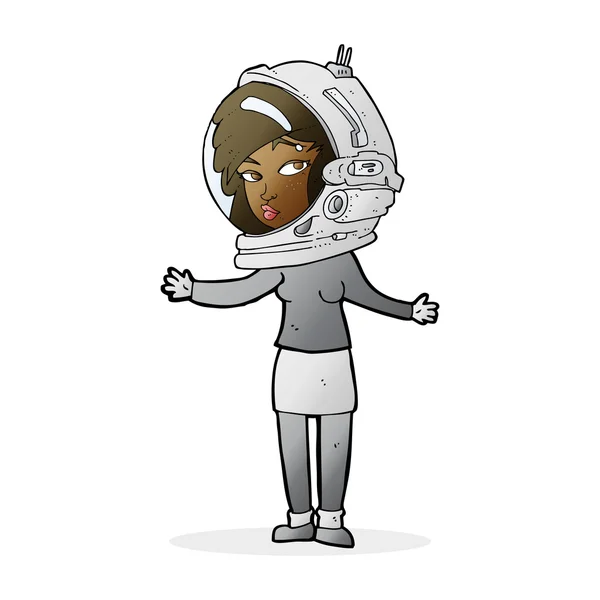 Cartoon vrouw dragen astronaut helm — Stockvector