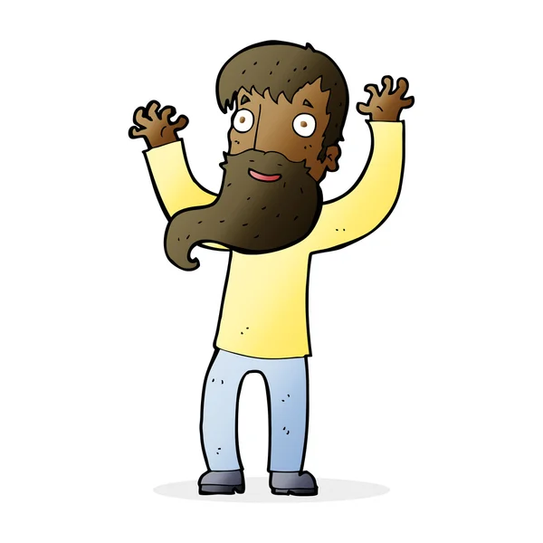Zeichentrick aufgeregter Mann mit Bart — Stockvektor