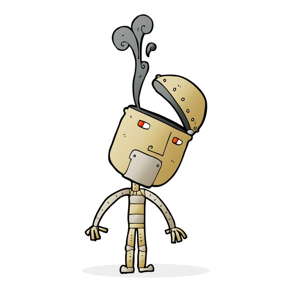 Robot de dibujos animados con cabeza abierta — Archivo Imágenes Vectoriales