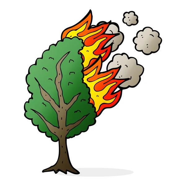 Cartoon burning tree — Stock Vector