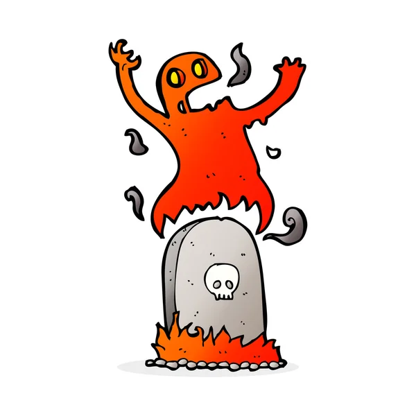 Cartoon ghost rising from grave — Stock Vector