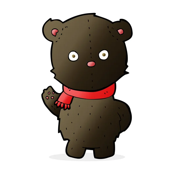 Desenho animado acenando filhote de urso preto —  Vetores de Stock