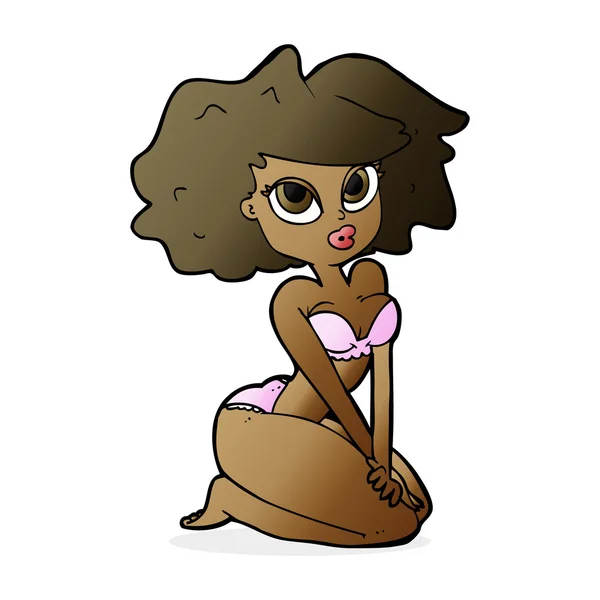 Cartoon vrouw dragen bikini — Stockvector