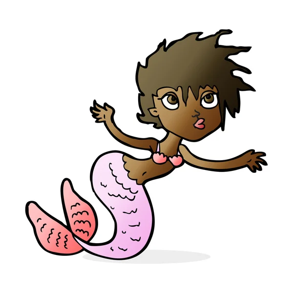 Cartoon illustration of mermaid — Stock Vector