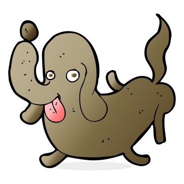 Çizgi filmdeki köpek dilini çıkartıyor.