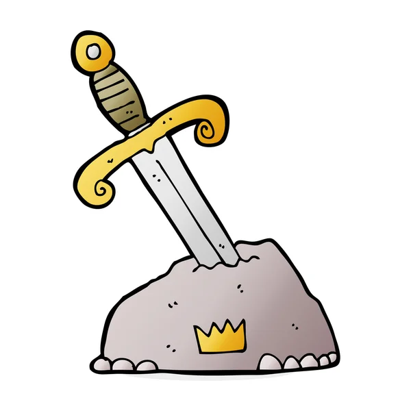 Cartoon-Schwert in Stein — Stockvektor