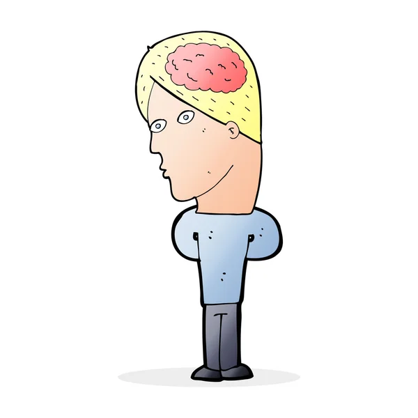 Dessin animé homme avec grand cerveau — Image vectorielle